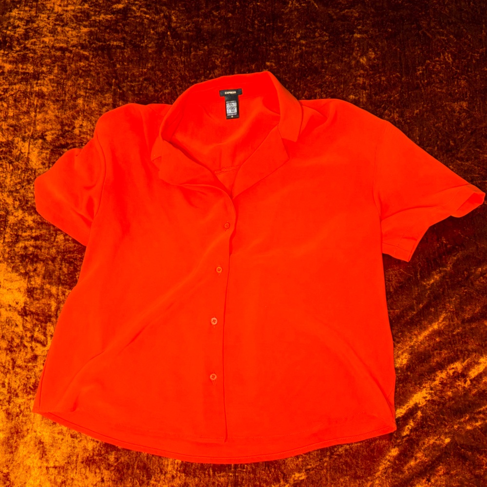 Express Bright Orange Button Down Shirt